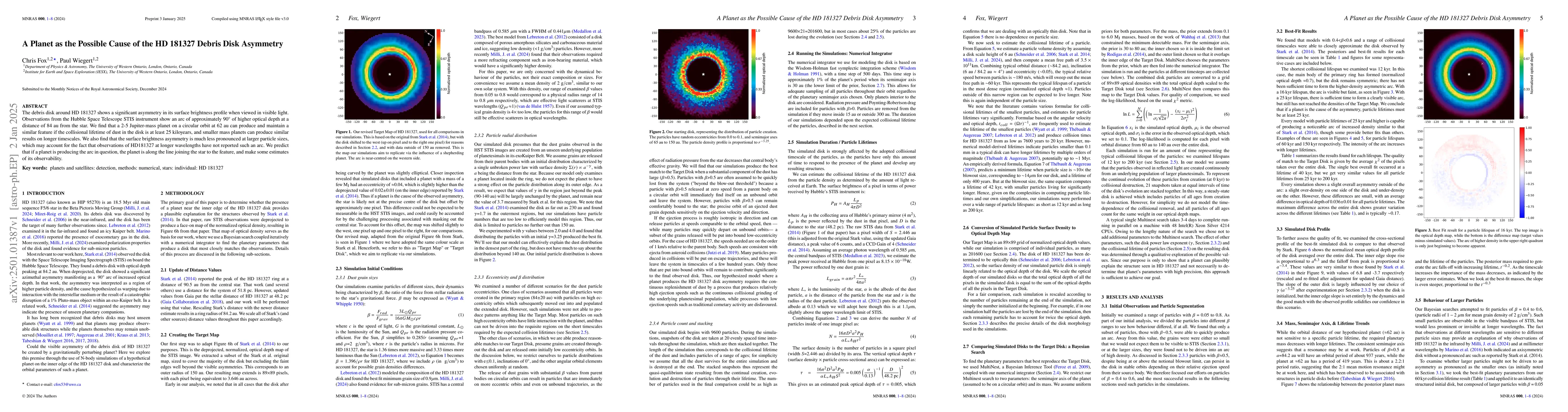 Thumbnail for A Planet as the Possible Cause of the HD 181327 Debris Disk Asymmetry