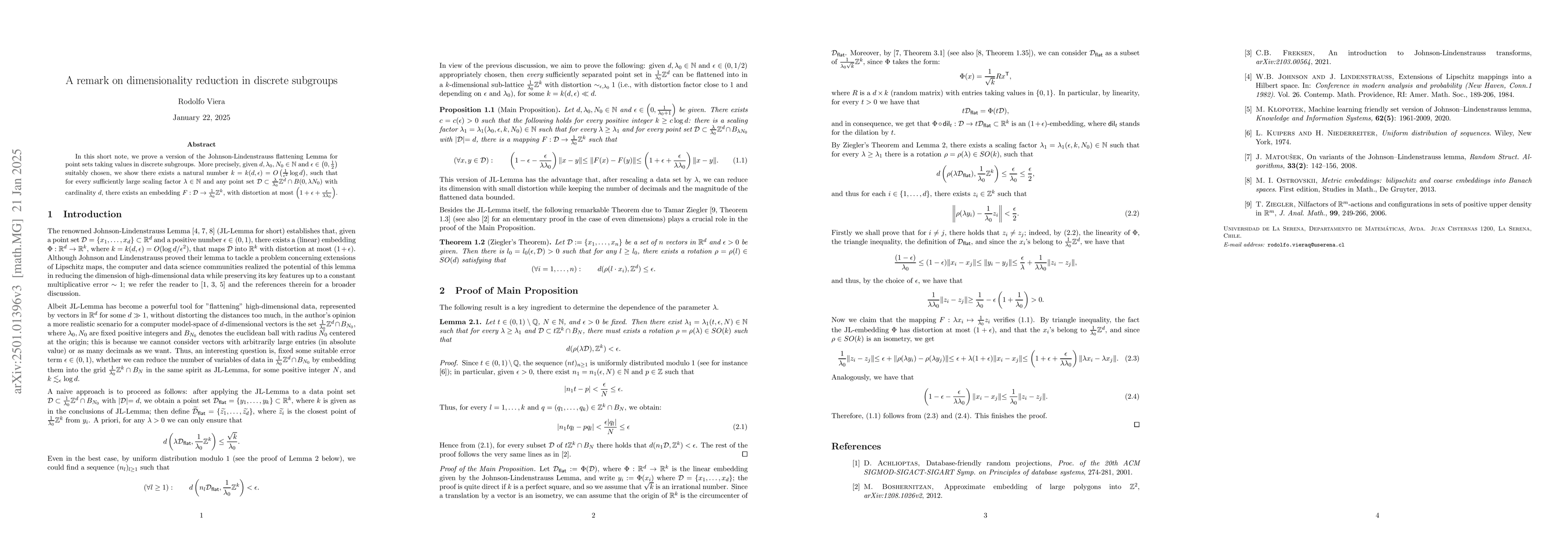 Thumbnail for A remark on dimensionality reduction in discrete subgroups