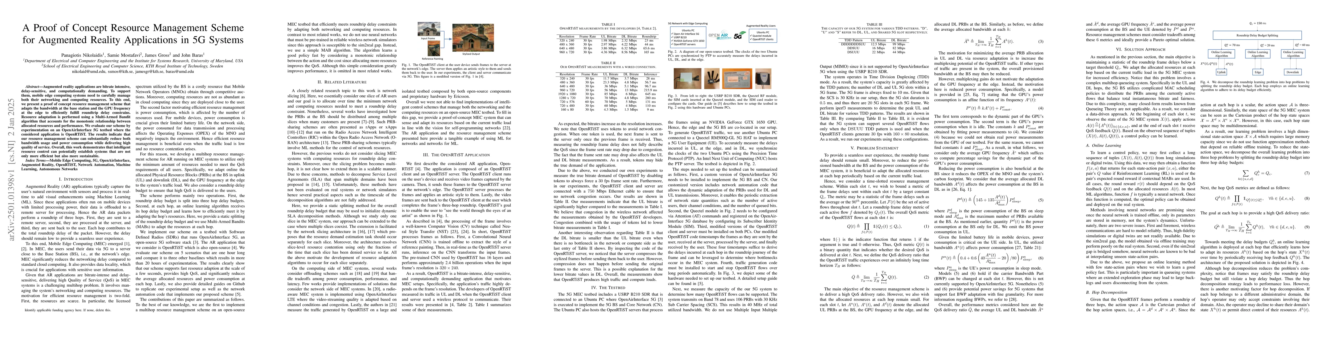 Thumbnail for A Proof of Concept Resource Management Scheme for Augmented Reality
  Applications in 5G Systems