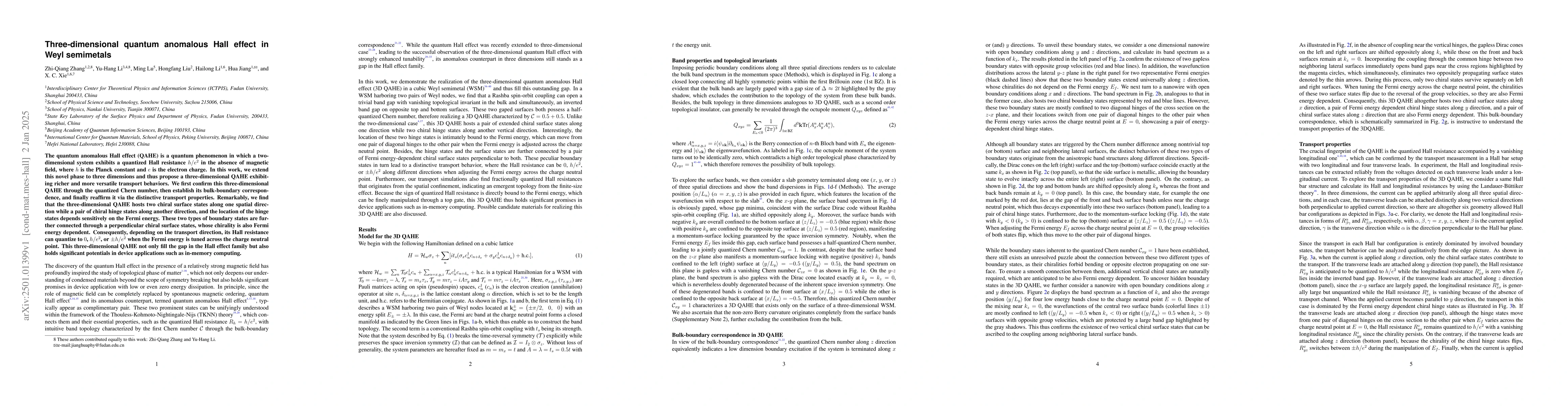 Thumbnail for Three-dimensional quantum anomalous Hall effect in Weyl semimetals