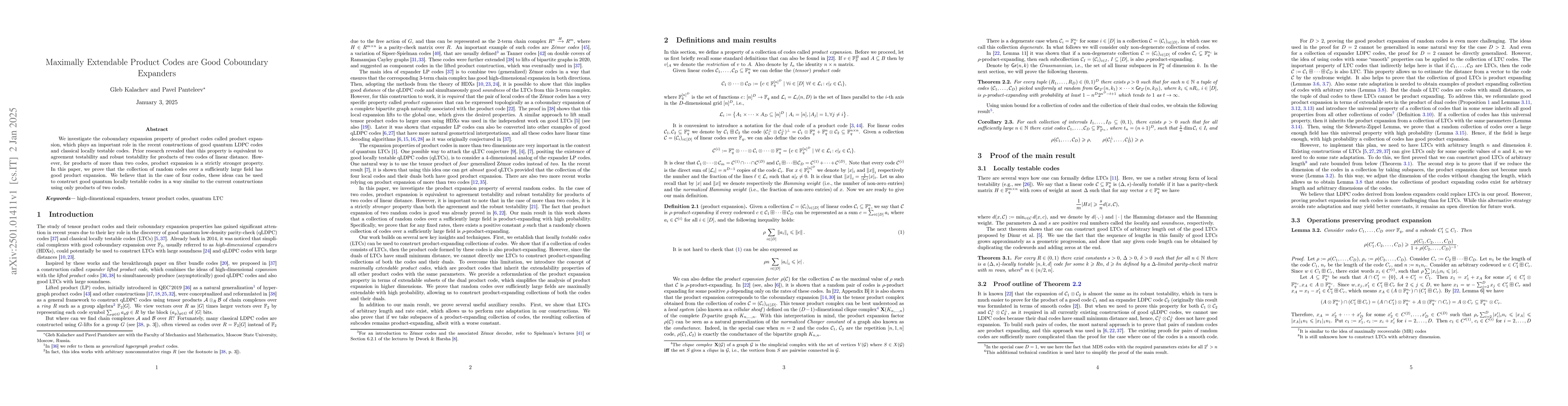 Thumbnail for Maximally Extendable Product Codes are Good Coboundary Expanders