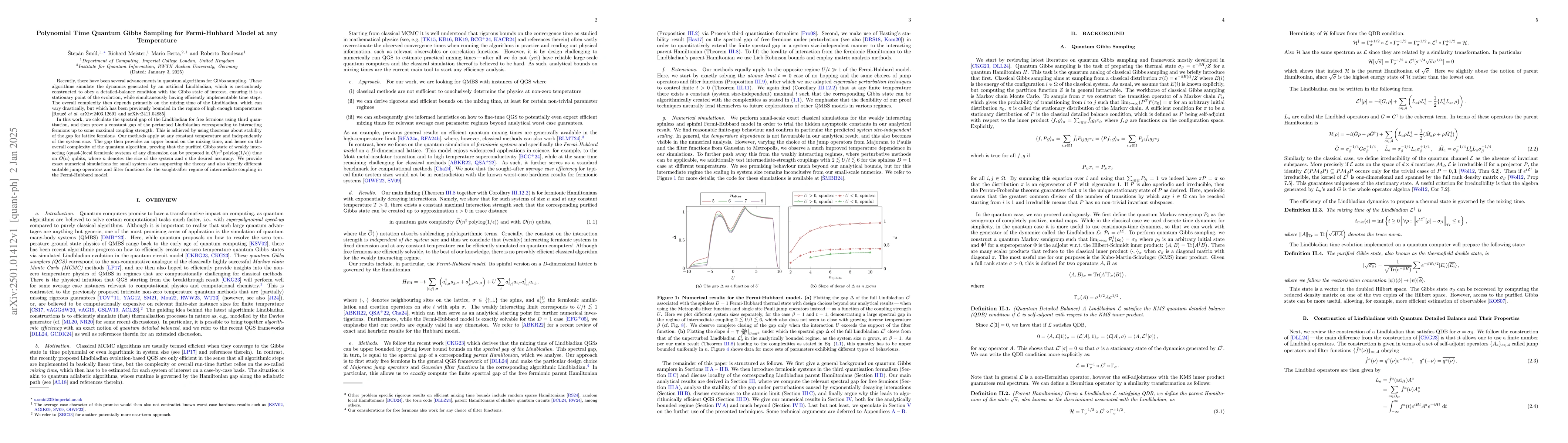 Thumbnail for Polynomial Time Quantum Gibbs Sampling for Fermi-Hubbard Model at any
  Temperature