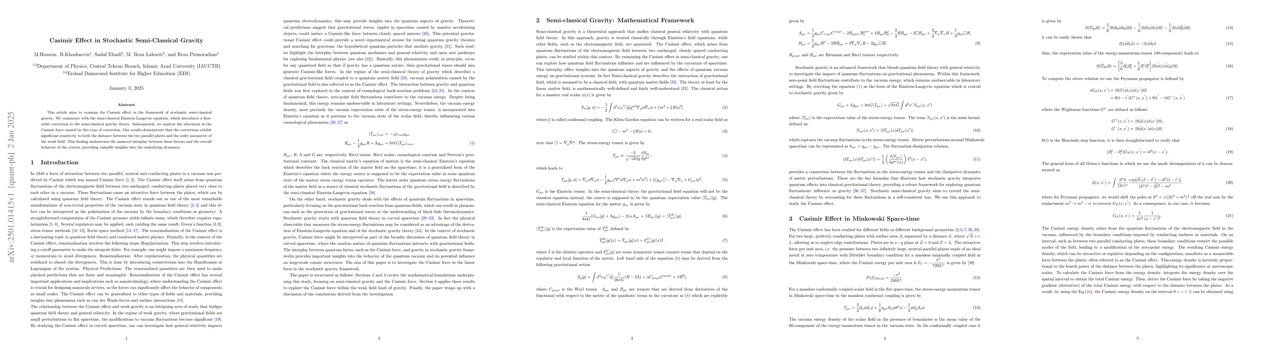 Thumbnail for Casimir Effect in Stochastic Semi-Classical Gravity