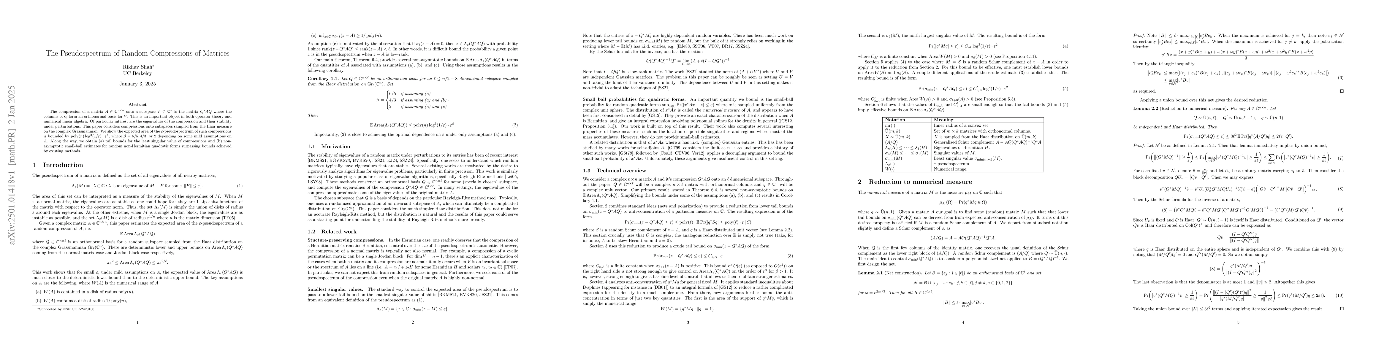 Thumbnail for The Pseudospectrum of Random Compressions of Matrices