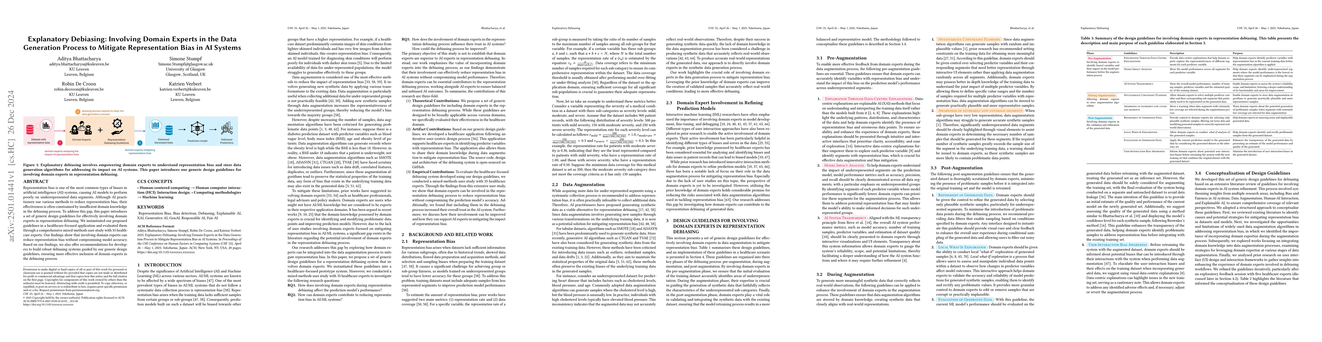 Thumbnail for Explanatory Debiasing: Involving Domain Experts in the Data Generation
  Process to Mitigate Representation Bias in AI Systems