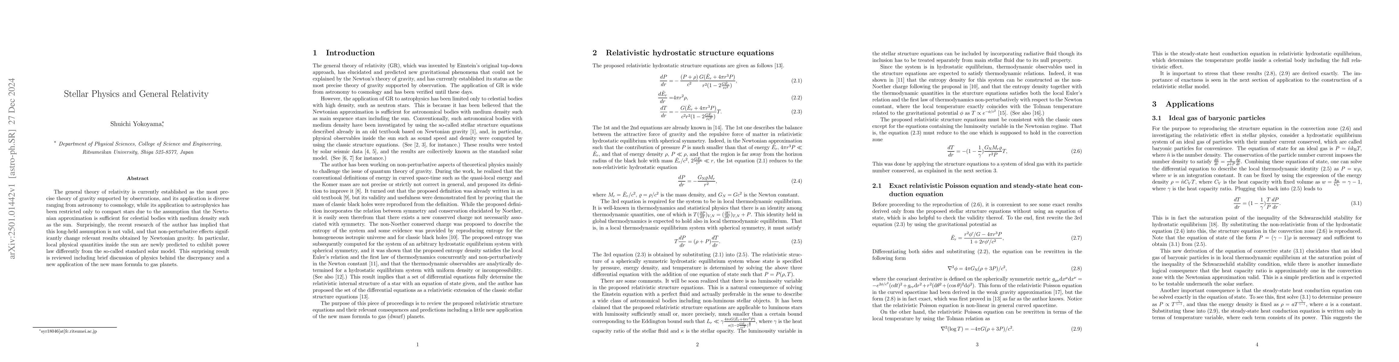 Thumbnail for Stellar Physics and General Relativity