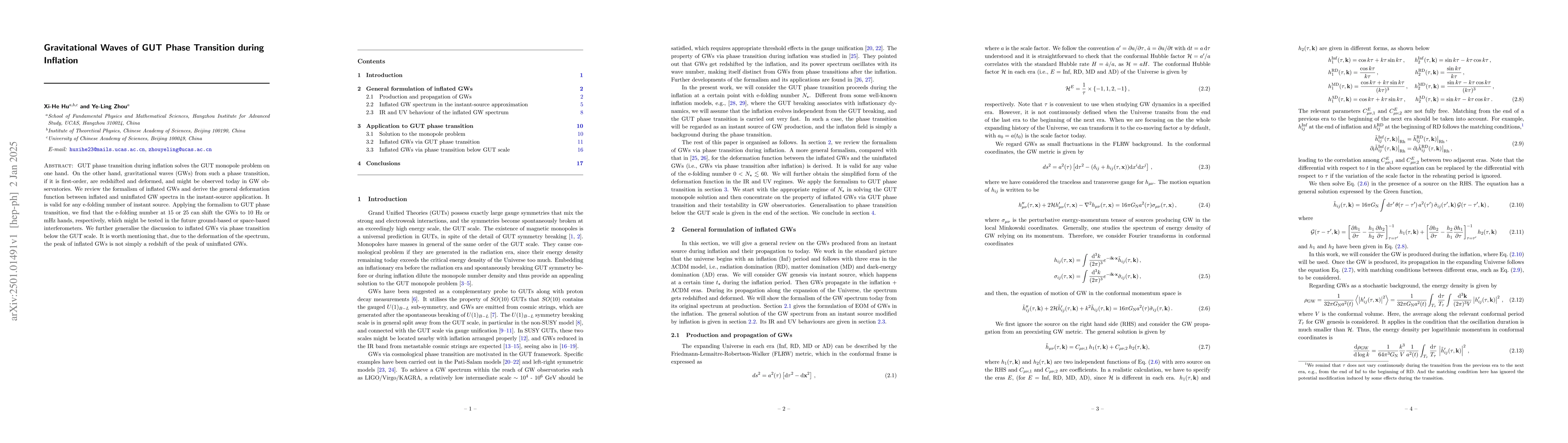 Thumbnail for Gravitational Waves of GUT Phase Transition during Inflation
