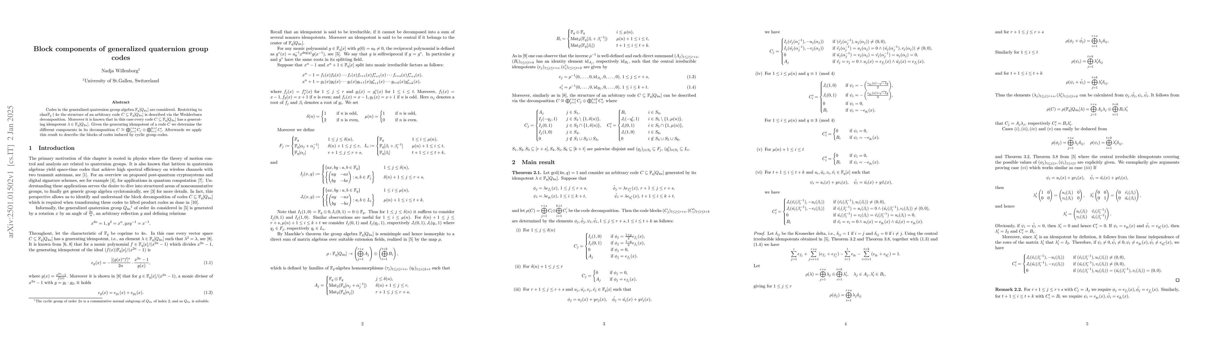 Thumbnail for Block components of generalized quaternion group codes