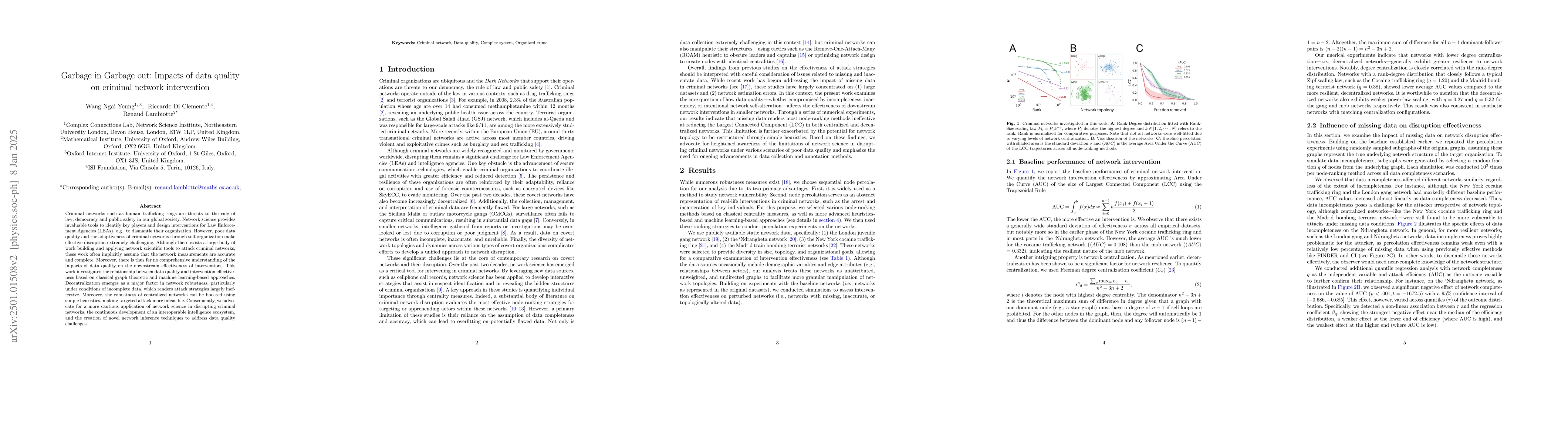 Thumbnail for Garbage in Garbage out: Impacts of data quality on criminal network
  intervention
