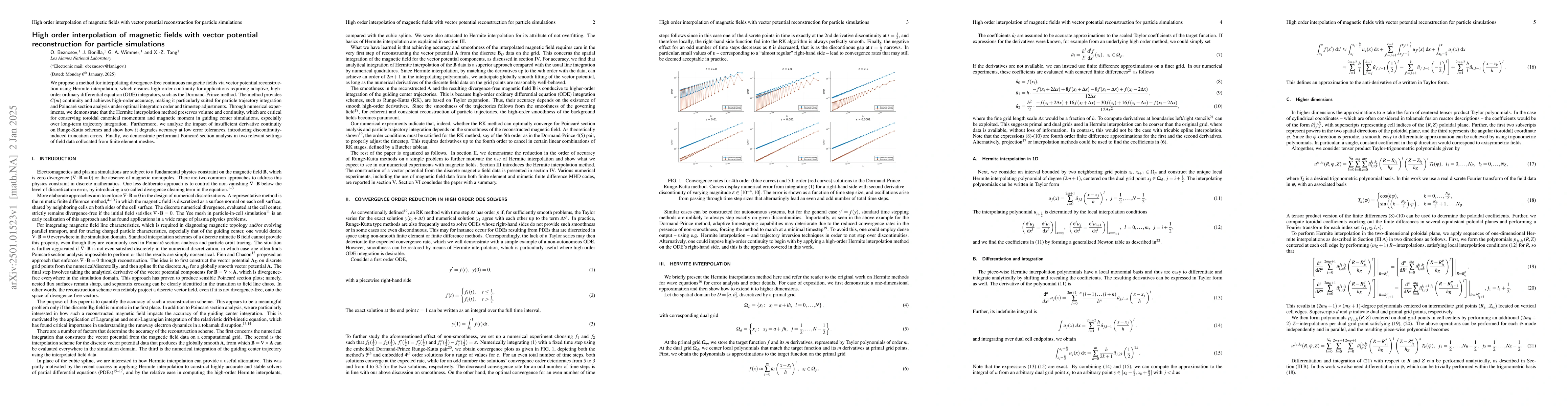 Thumbnail for High order interpolation of magnetic fields with vector potential
  reconstruction for particle simulations