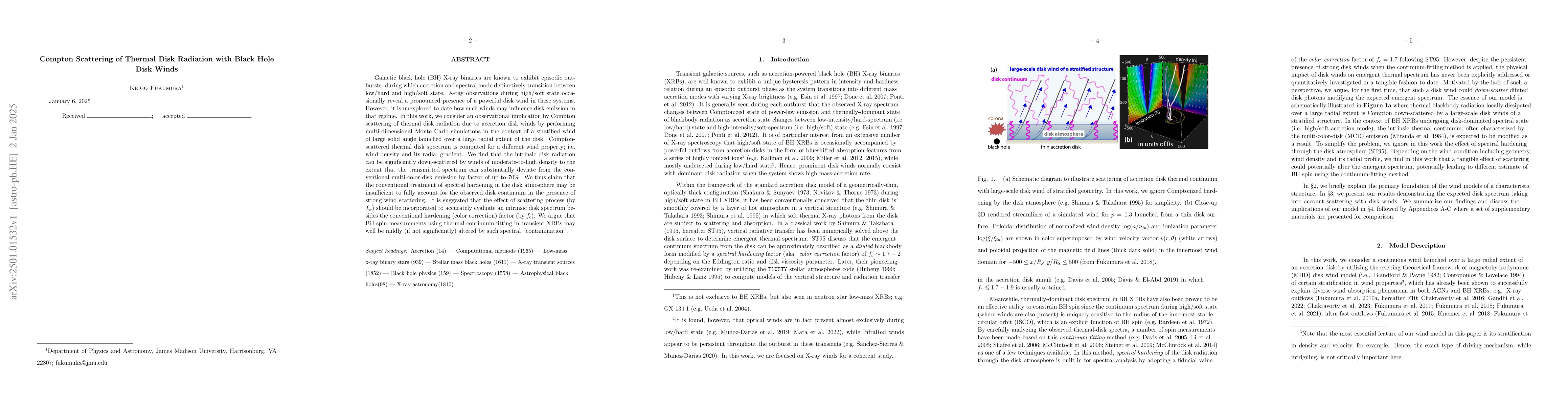 Thumbnail for Compton Scattering of Thermal Disk Radiation with Black Hole Disk Winds