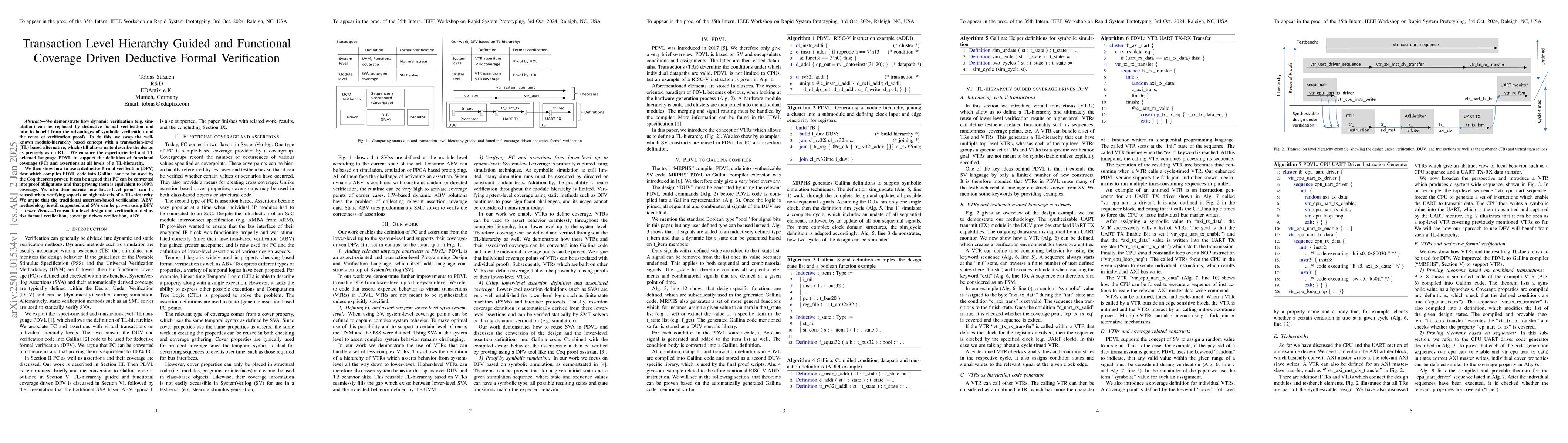 Thumbnail for Transaction Level Hierarchy Guided and Functional Coverage Driven
  Deductive Formal Verification