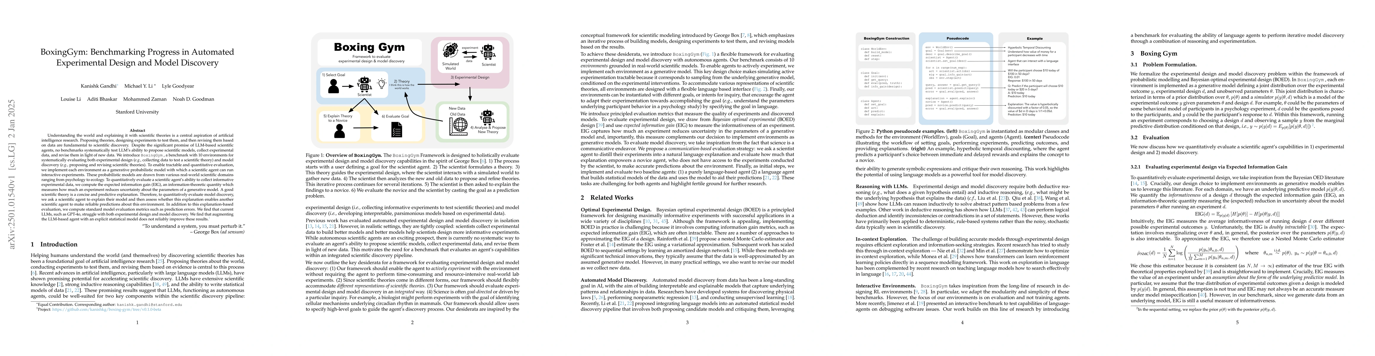 Thumbnail for BoxingGym: Benchmarking Progress in Automated Experimental Design and
  Model Discovery