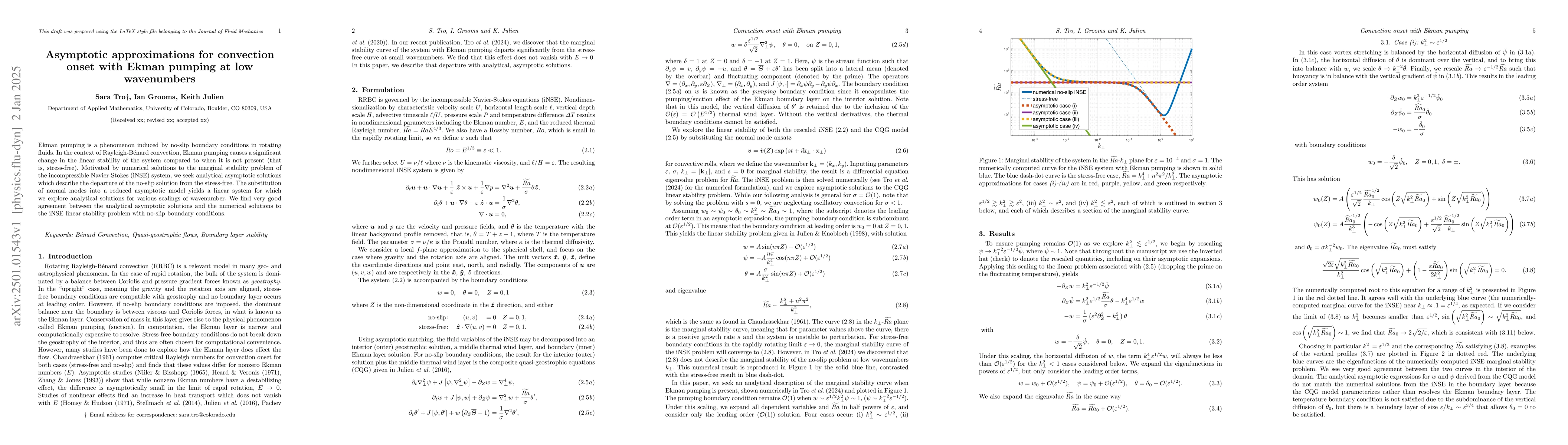 Thumbnail for Asymptotic approximations for convection onset with Ekman pumping at low
  wavenumbers