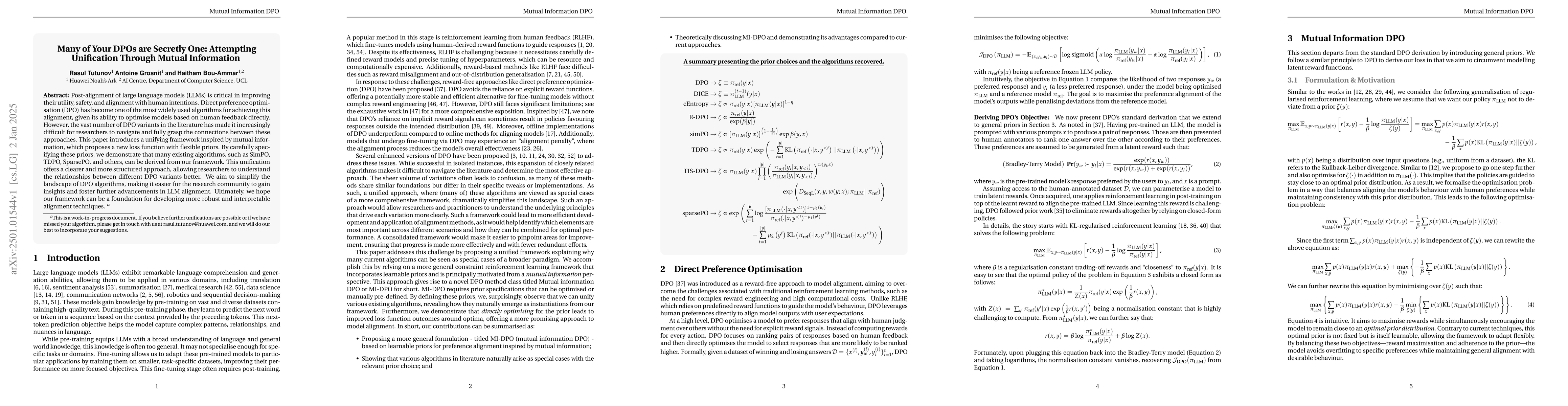 Thumbnail for Many of Your DPOs are Secretly One: Attempting Unification Through
  Mutual Information