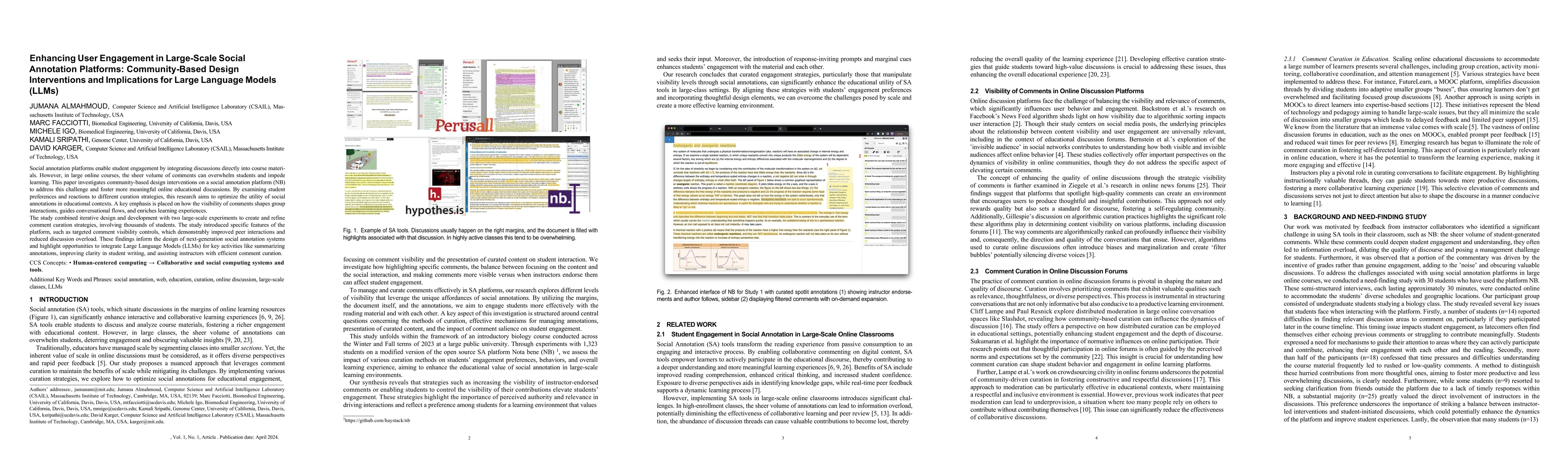 Thumbnail for Enhancing User Engagement in Large-Scale Social Annotation Platforms:
  Community-Based Design Interventions and Implications for Large Language
  Models (LLMs)