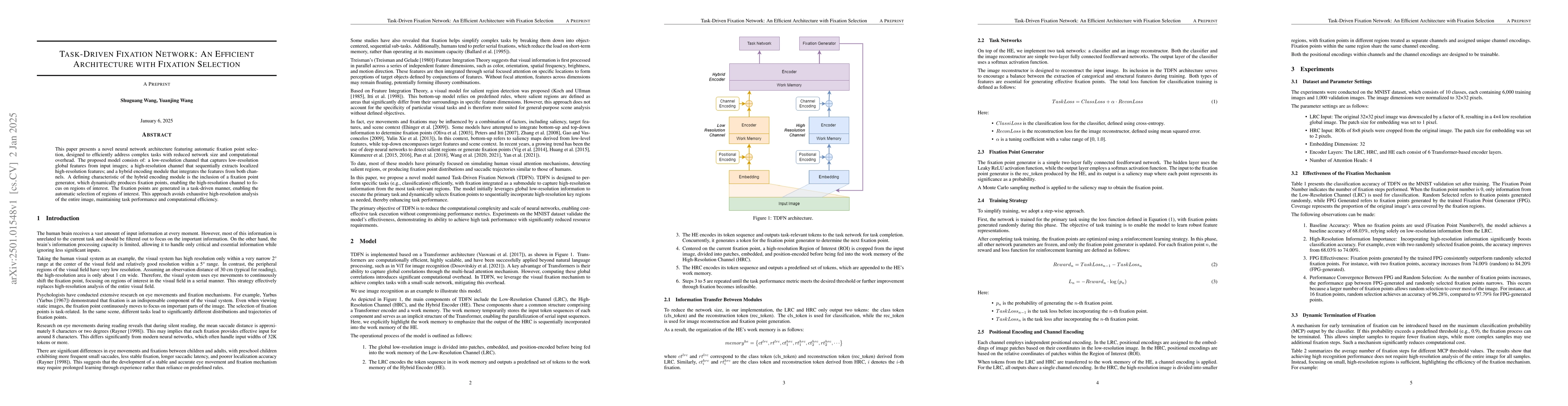 Thumbnail for Task-Driven Fixation Network: An Efficient Architecture with Fixation
  Selection
