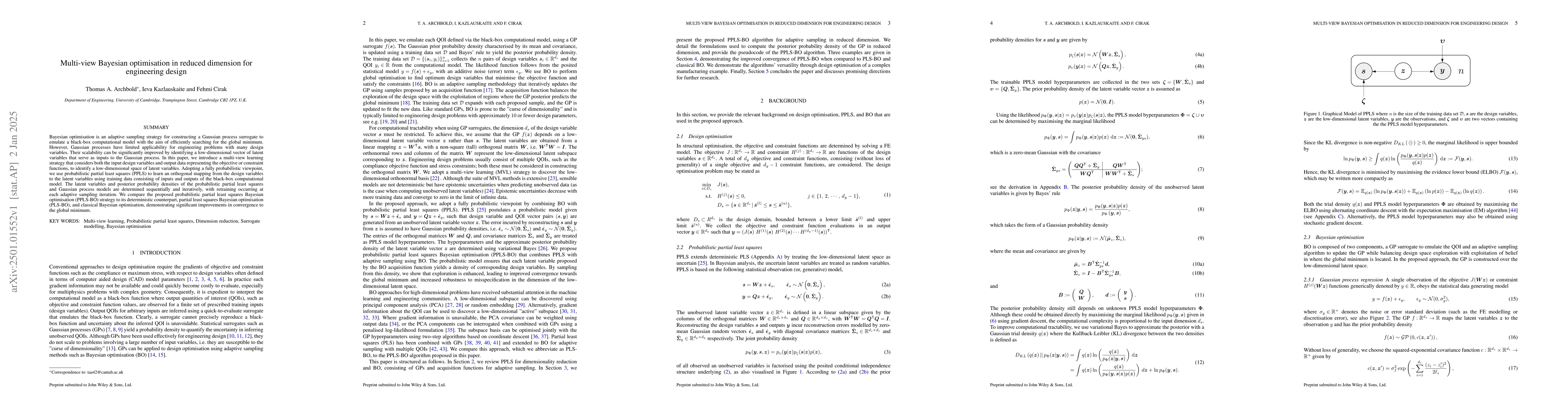 Thumbnail for Multi-view Bayesian optimisation in reduced dimension for engineering
  design