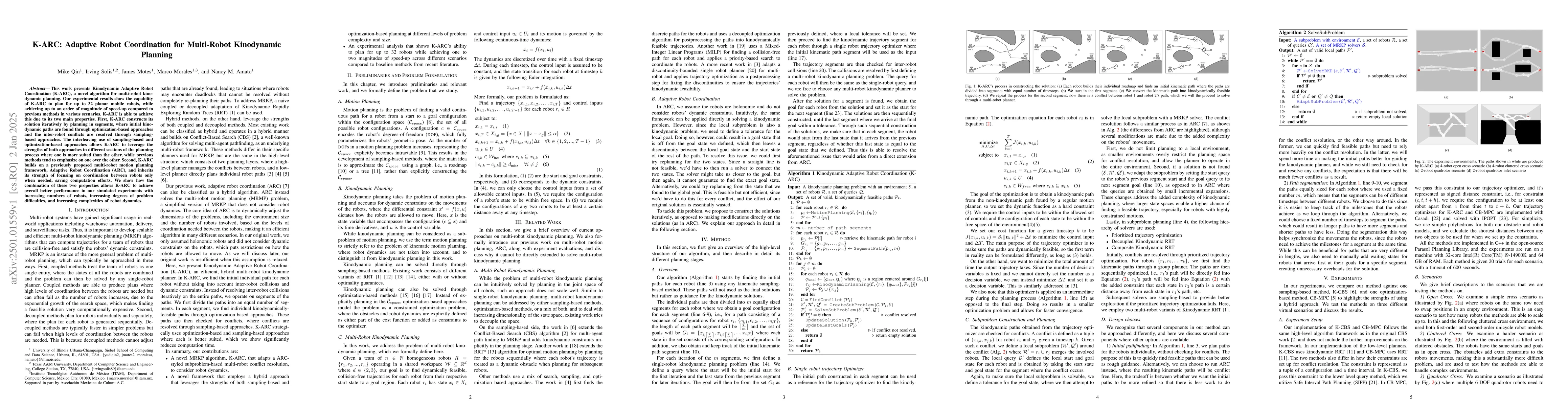 Thumbnail for K-ARC: Adaptive Robot Coordination for Multi-Robot Kinodynamic Planning