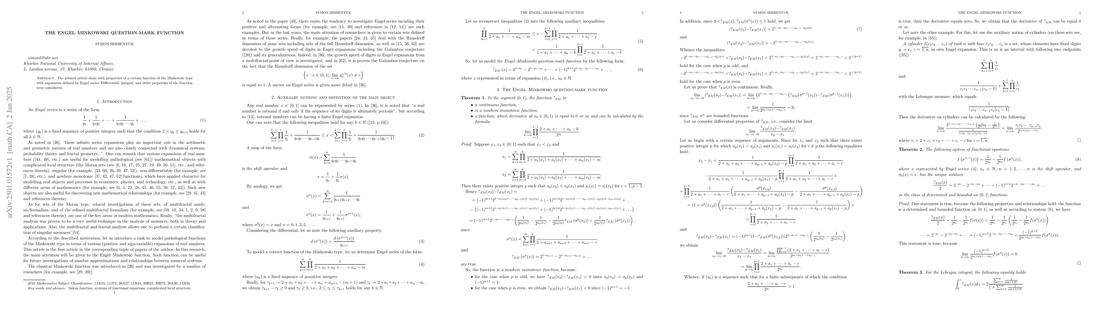 Thumbnail for The Engel--Minkowski question-mark function