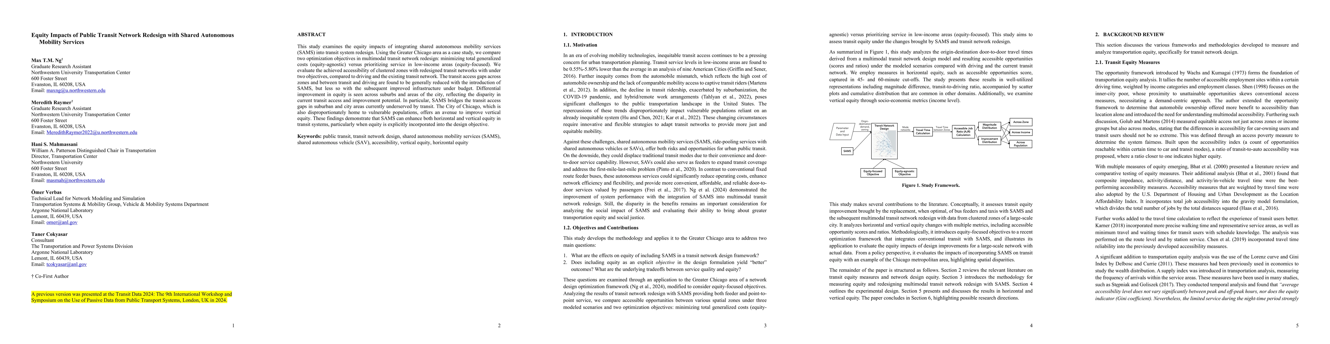 Thumbnail for Equity Impacts of Public Transit Network Redesign with Shared Autonomous
  Mobility Services