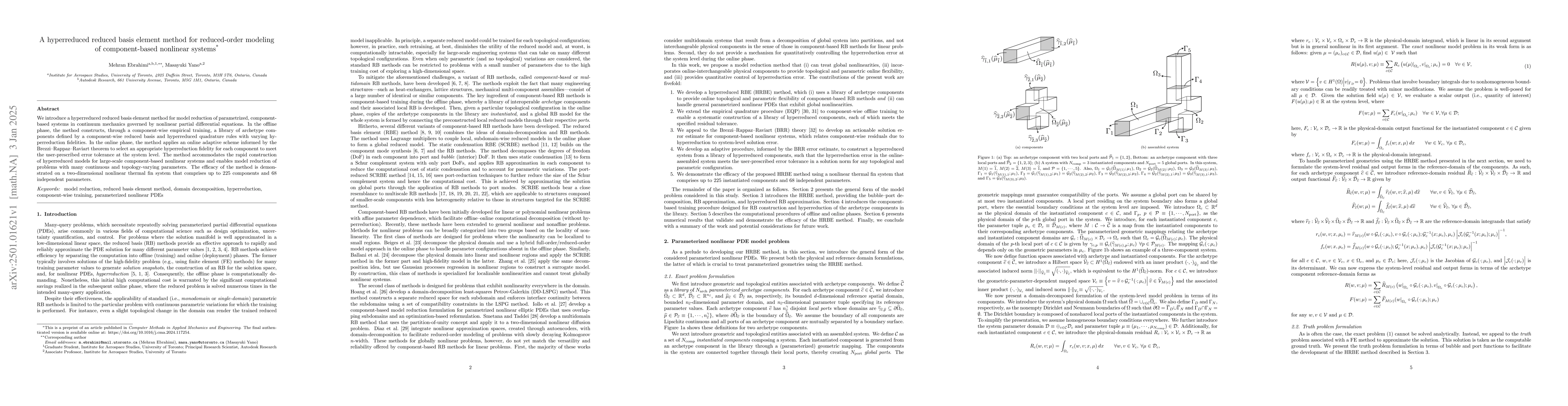 Thumbnail for A hyperreduced reduced basis element method for reduced-order modeling
  of component-based nonlinear systems