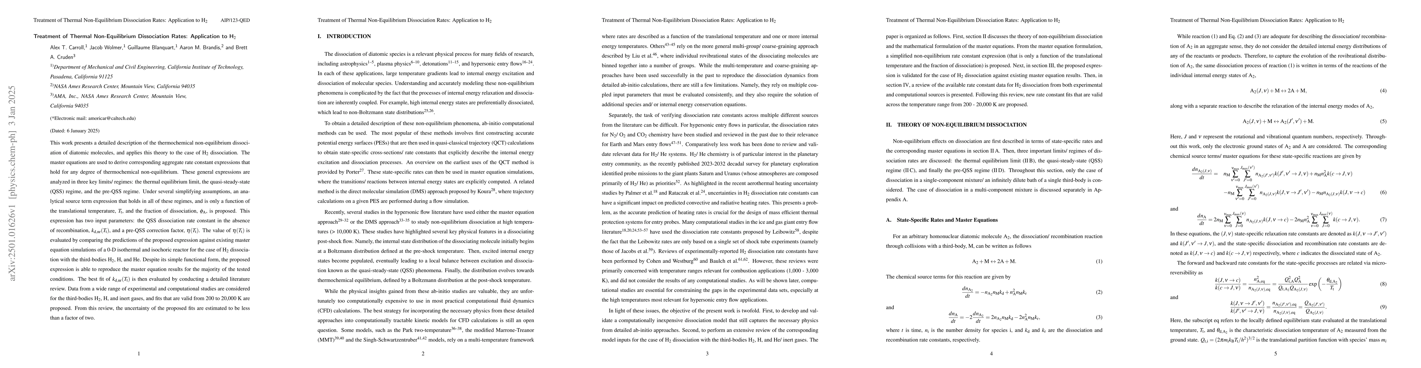 Thumbnail for Treatment of Thermal Non-Equilibrium Dissociation Rates: Application to
  $\rm H_2$