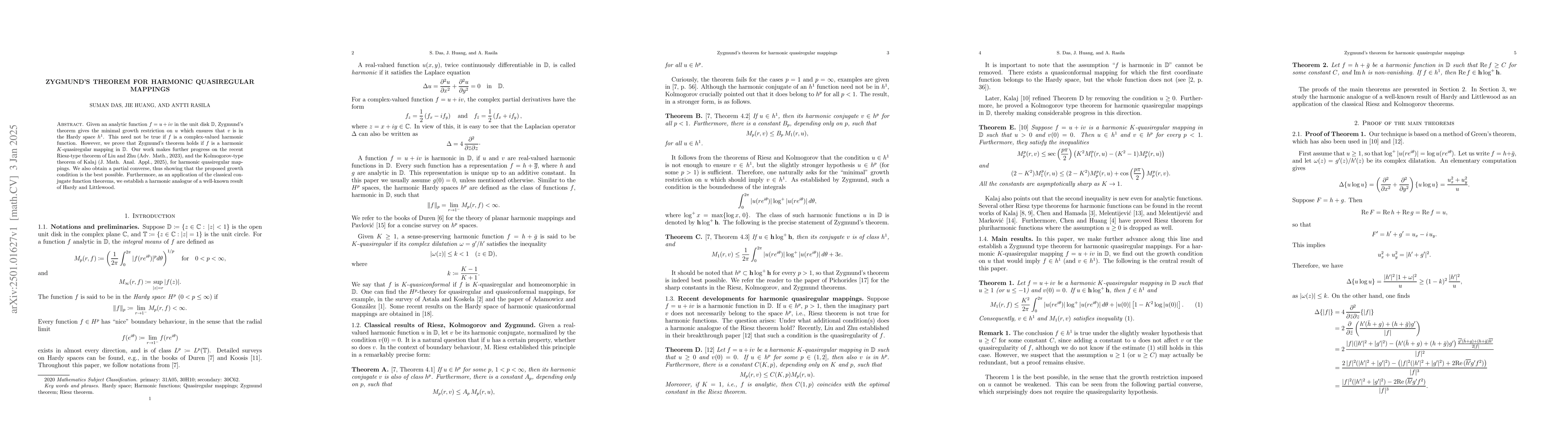 Thumbnail for Zygmund's theorem for harmonic quasiregular mappings