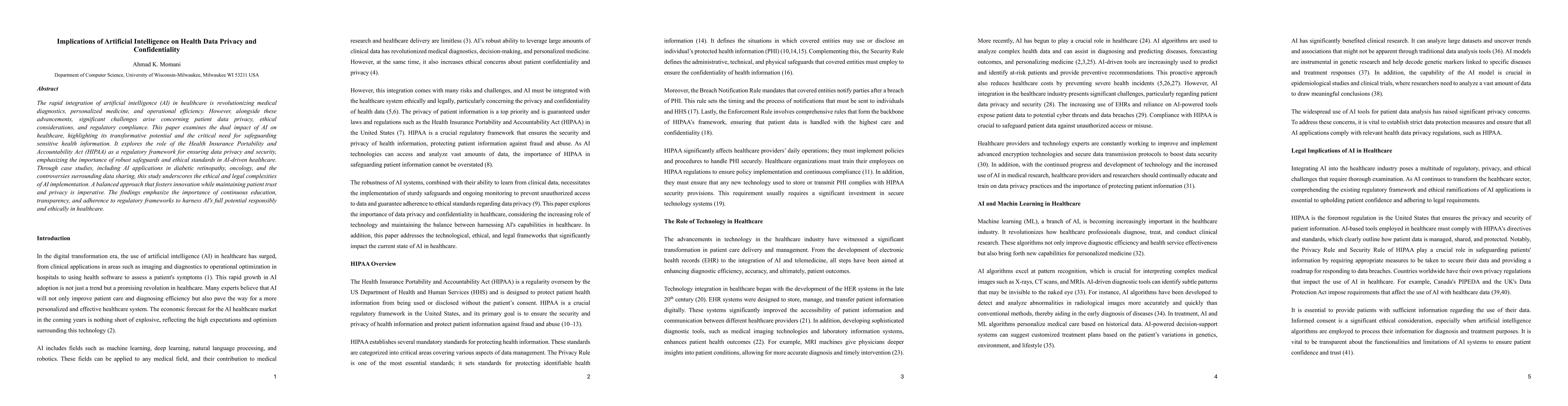 Thumbnail for Implications of Artificial Intelligence on Health Data Privacy and
  Confidentiality