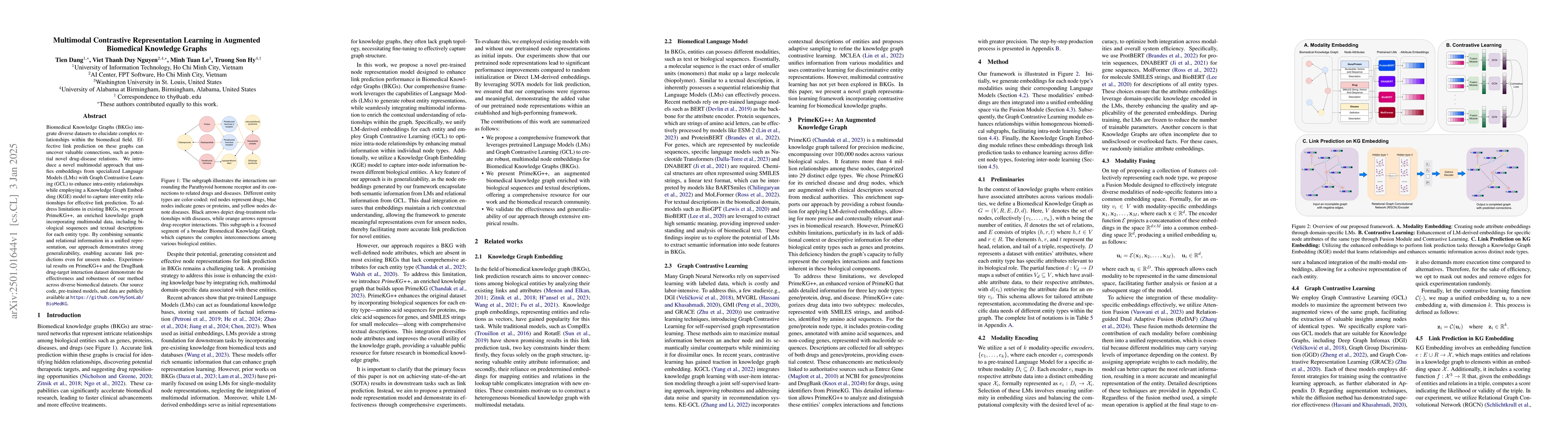 Thumbnail for Multimodal Contrastive Representation Learning in Augmented Biomedical
  Knowledge Graphs