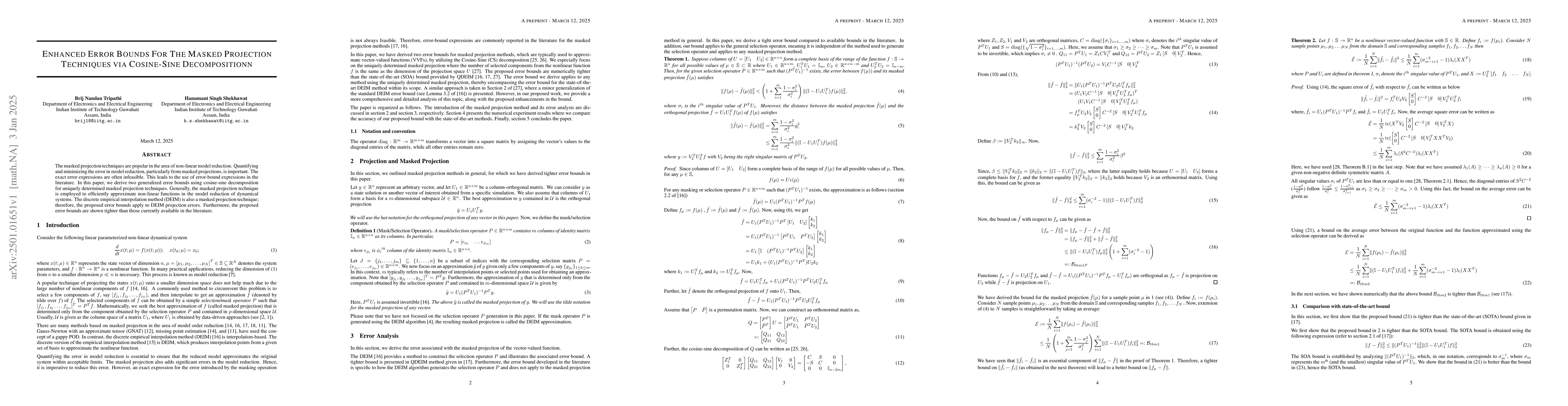 Thumbnail for Enhanced Error Bounds For The Masked Projection Techniques via
  Cosine-Sine Decomposition
