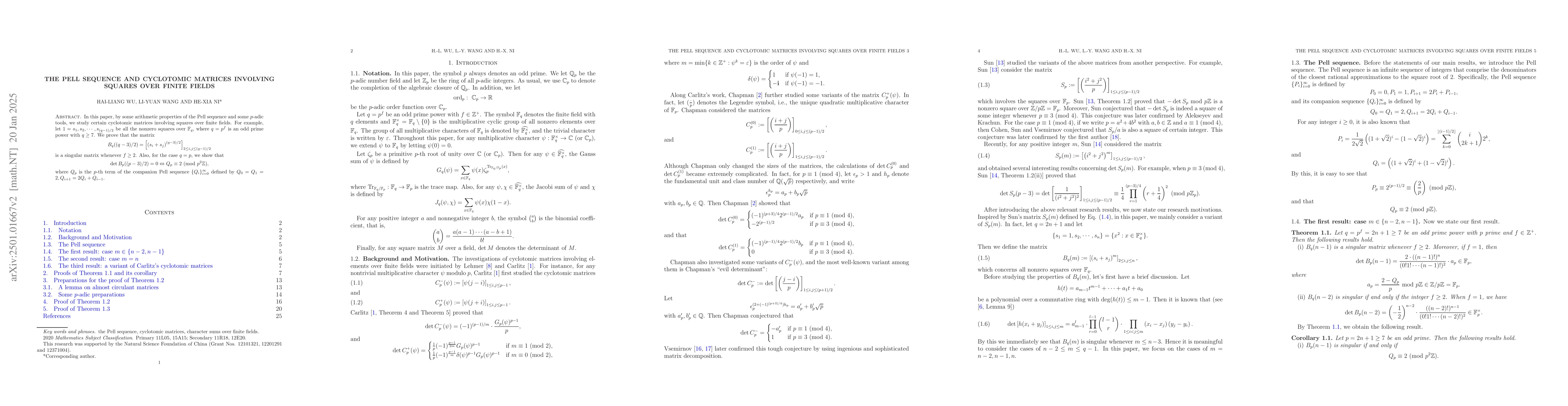 Thumbnail for The Pell sequence and cyclotomic matrices involving squares over finite
  fields