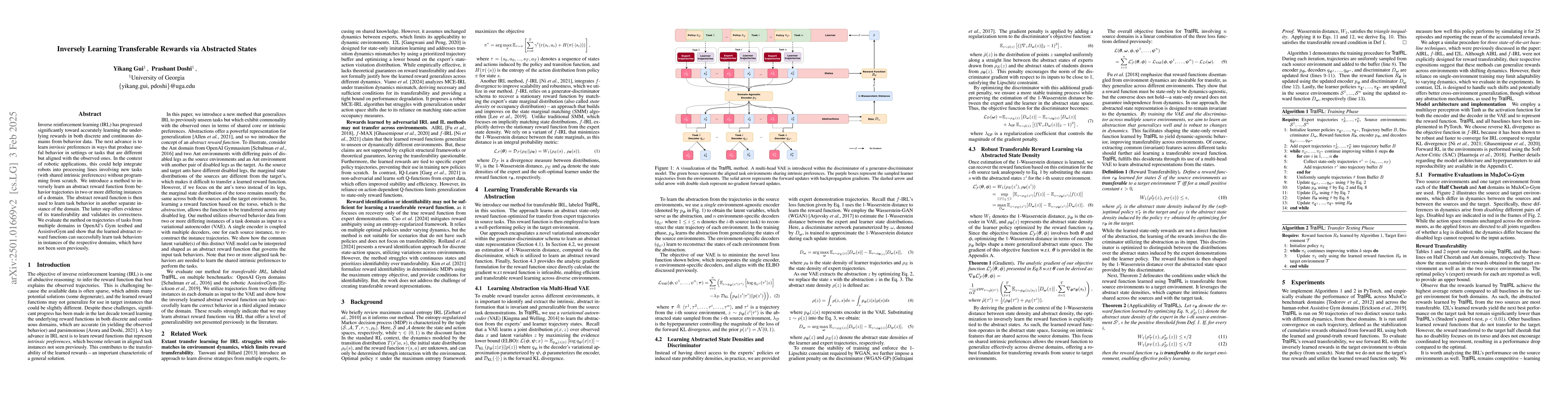 Thumbnail for Inversely Learning Transferable Rewards via Abstracted States