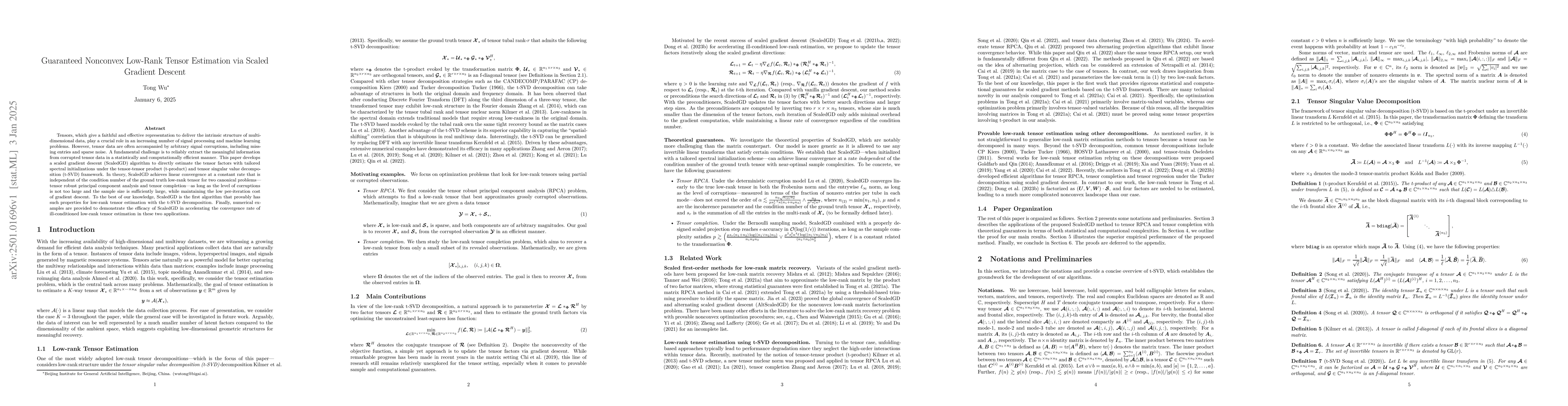Thumbnail for Guaranteed Nonconvex Low-Rank Tensor Estimation via Scaled Gradient
  Descent