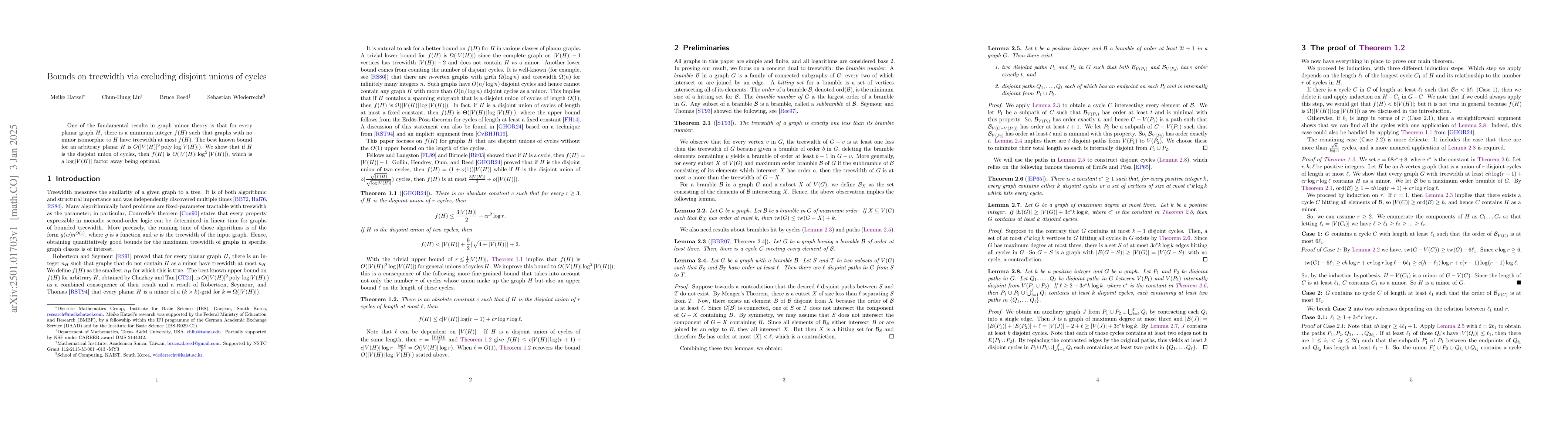 Thumbnail for Bounds on treewidth via excluding disjoint unions of cycles
