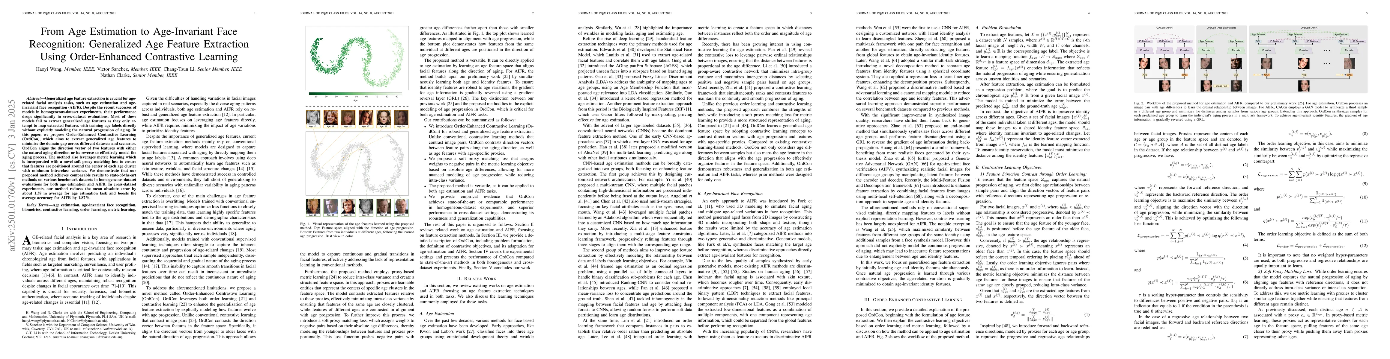 Thumbnail for From Age Estimation to Age-Invariant Face Recognition: Generalized Age
  Feature Extraction Using Order-Enhanced Contrastive Learning