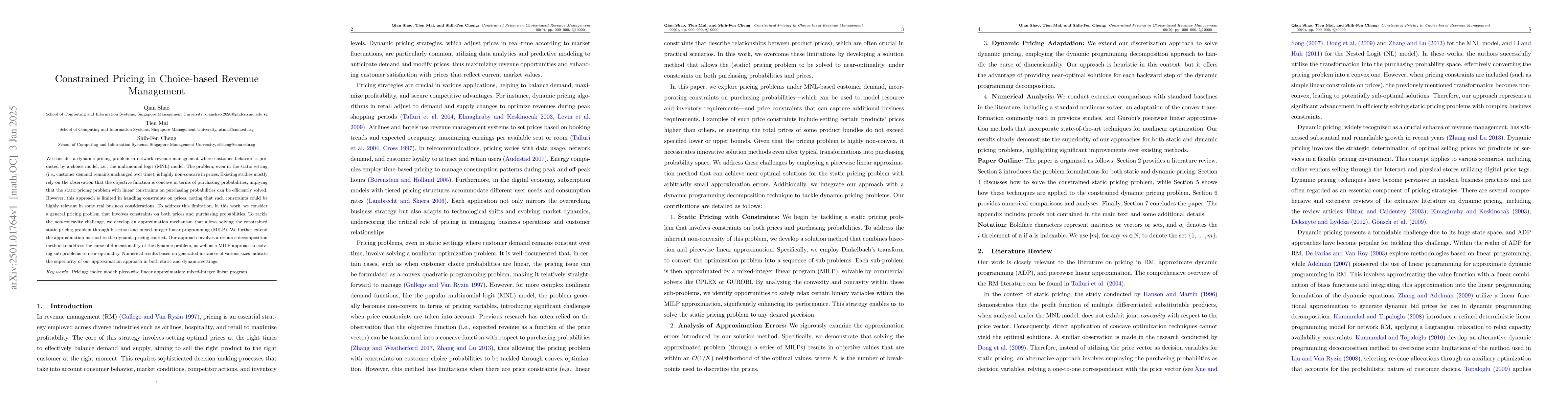 Thumbnail for Constrained Pricing in Choice-based Revenue Management