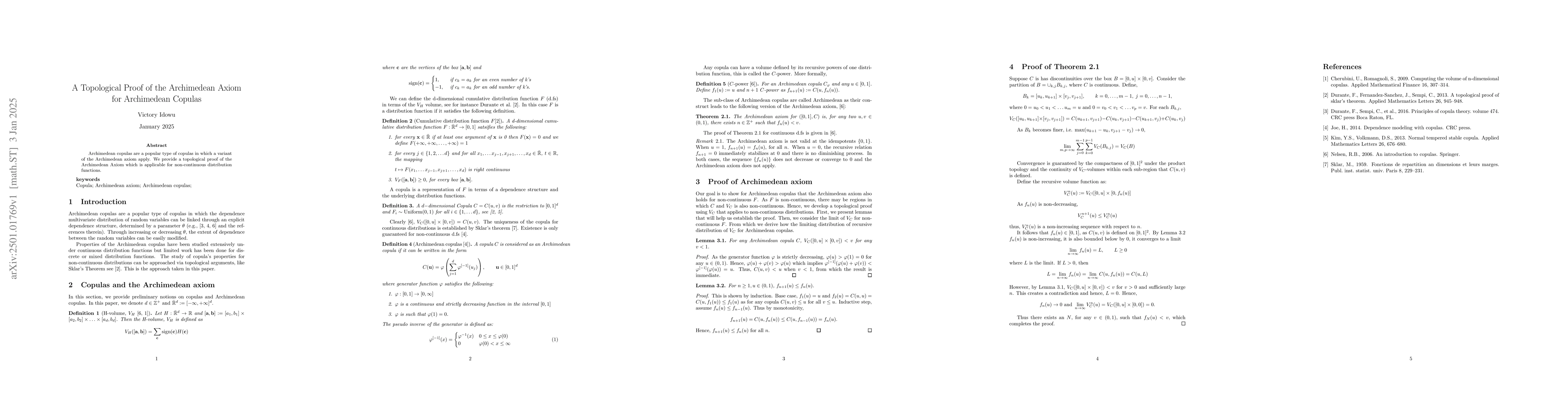 Thumbnail for A Topological Proof of the Archimedean Axiom for Archimedean Copulas