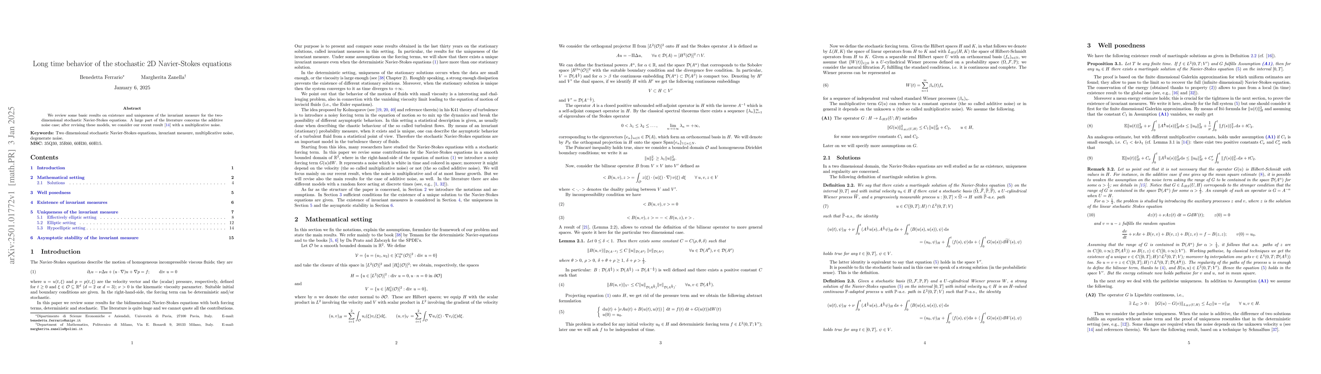 Thumbnail for Long time behavior of the stochastic 2D Navier-Stokes equations
