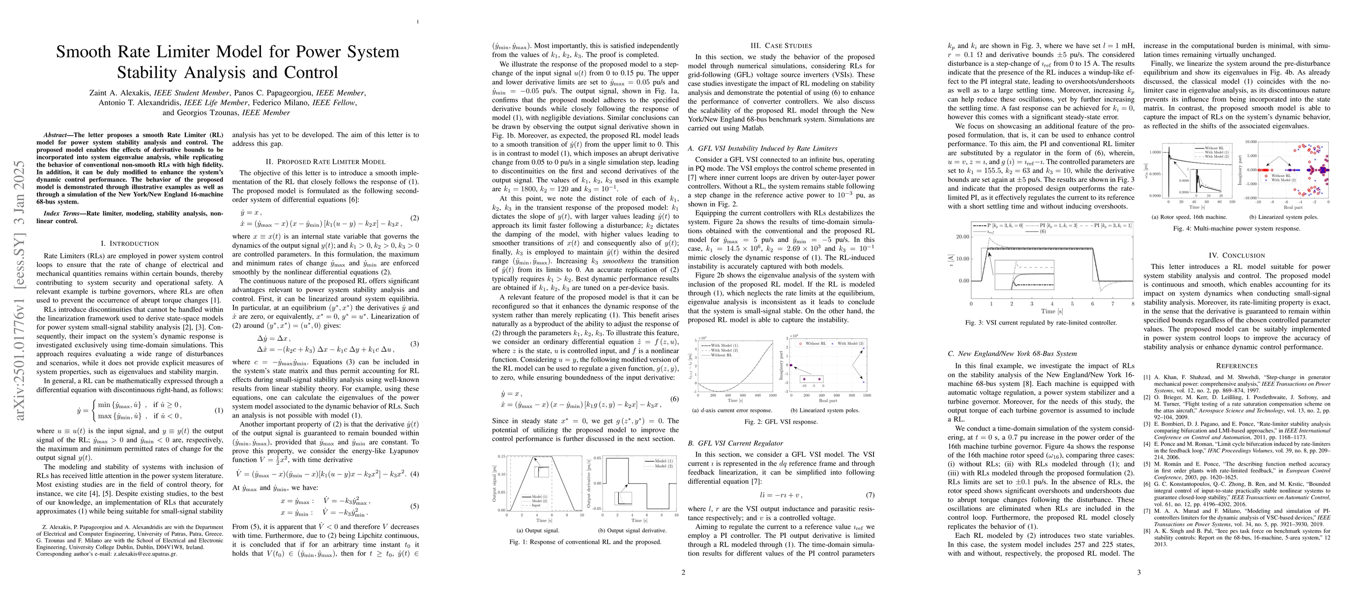 Thumbnail for Smooth Rate Limiter Model for Power System Stability Analysis and
  Control