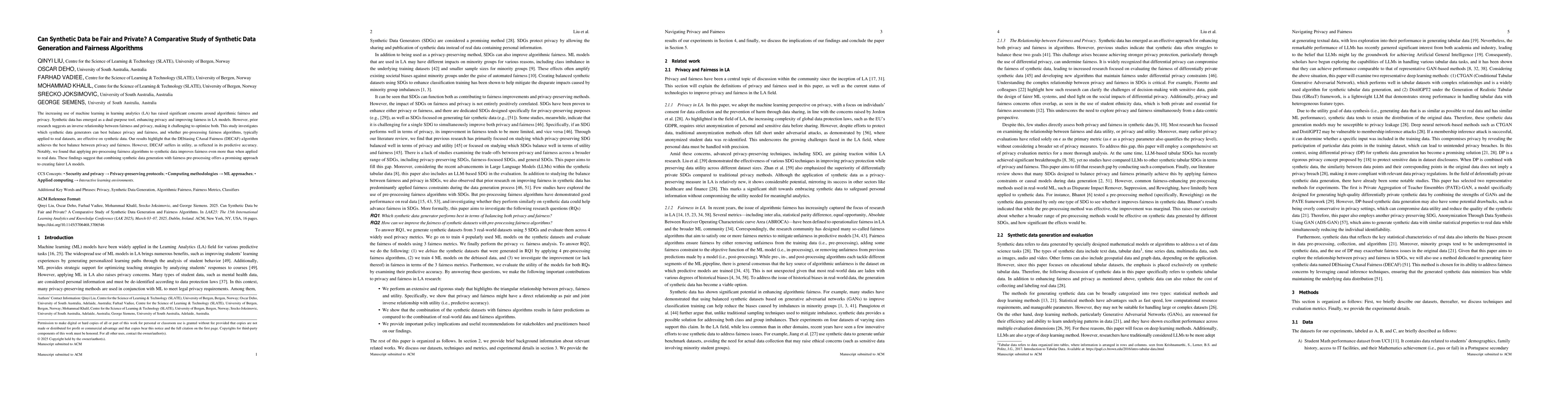 Thumbnail for Can Synthetic Data be Fair and Private? A Comparative Study of Synthetic
  Data Generation and Fairness Algorithms