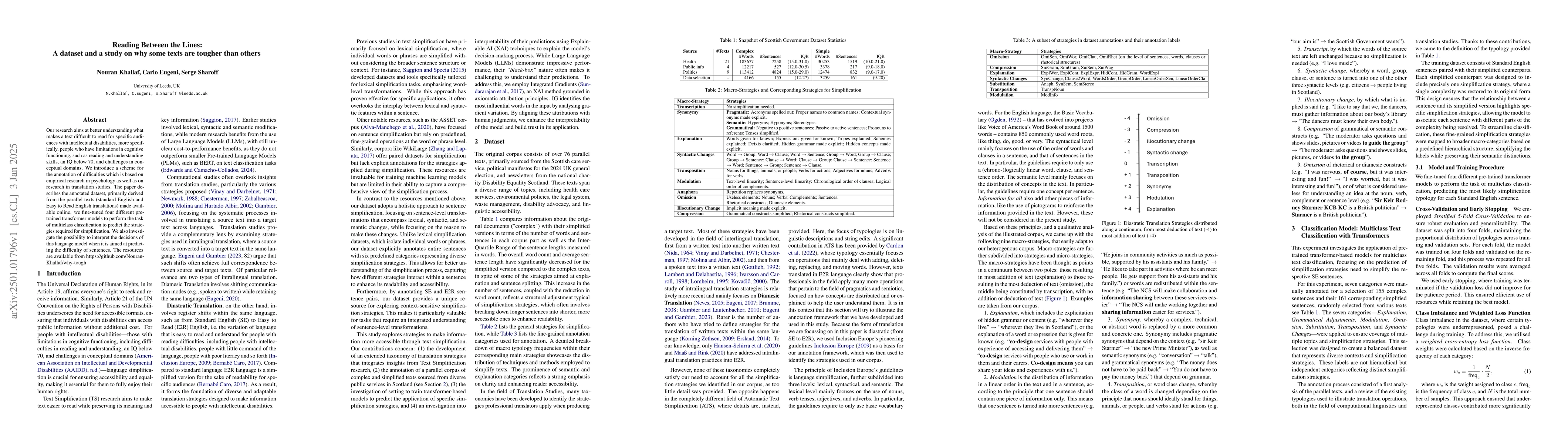 Thumbnail for Reading Between the Lines: A dataset and a study on why some texts are
  tougher than others