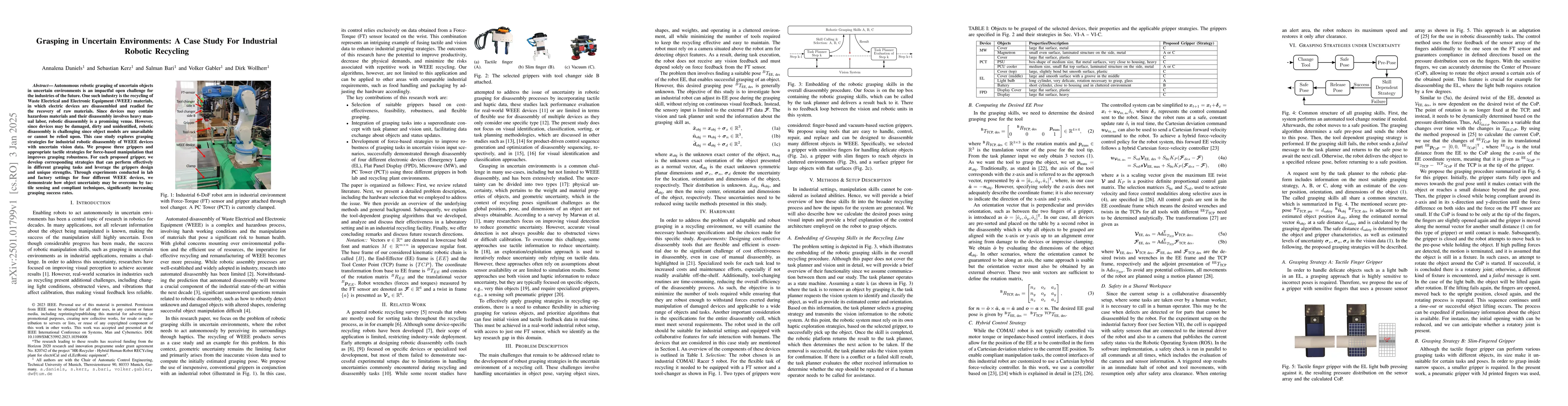 Thumbnail for Grasping in Uncertain Environments: A Case Study For Industrial Robotic
  Recycling