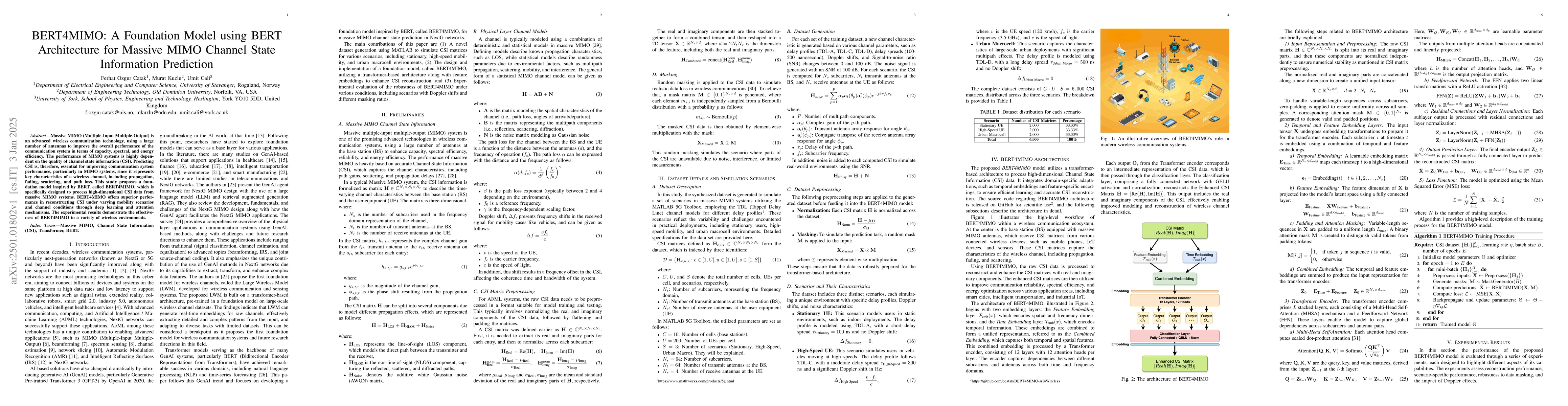 Thumbnail for BERT4MIMO: A Foundation Model using BERT Architecture for Massive MIMO
  Channel State Information Prediction