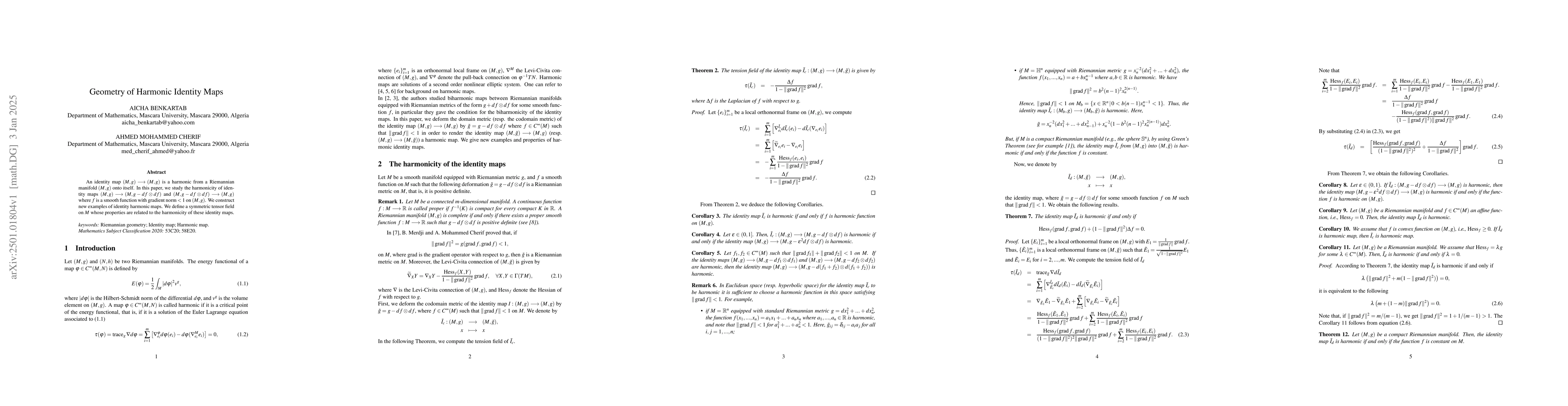 Thumbnail for Geometry of Harmonic Identity Maps
