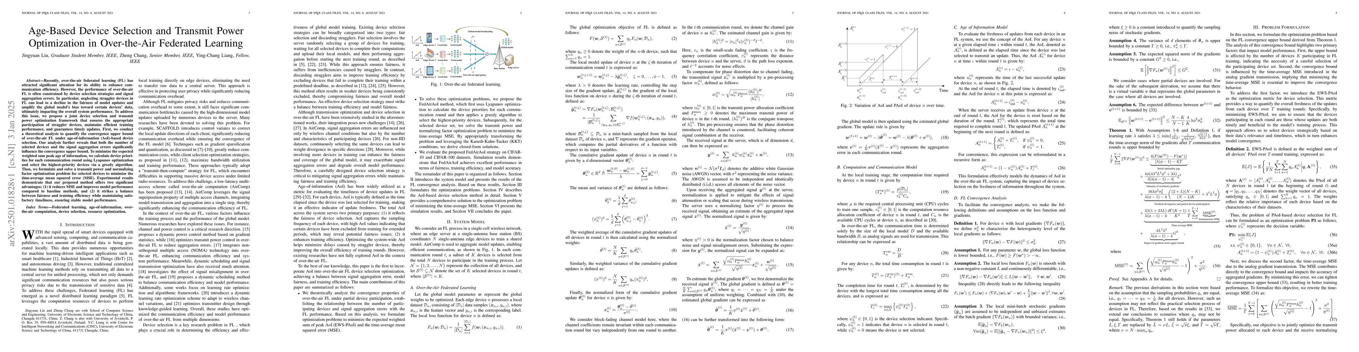 Thumbnail for Age-Based Device Selection and Transmit Power Optimization in
  Over-the-Air Federated Learning
