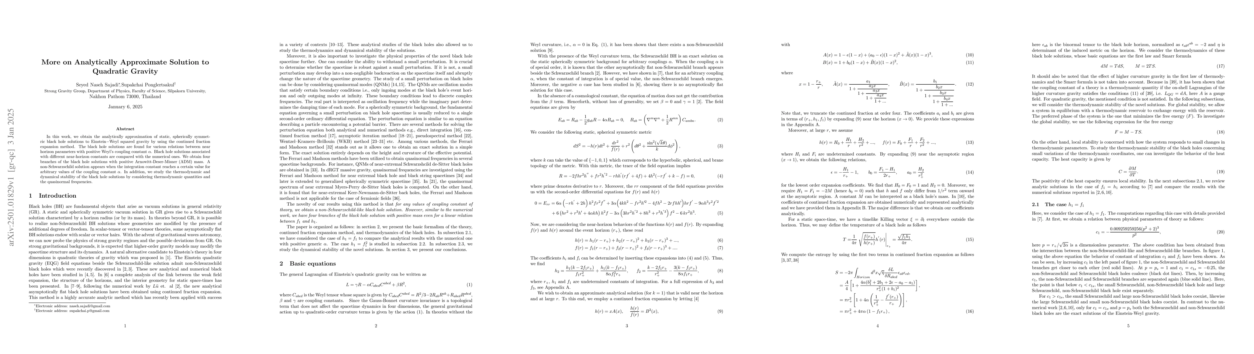 Thumbnail for More on Analytically Approximate Solution to Quadratic Gravity