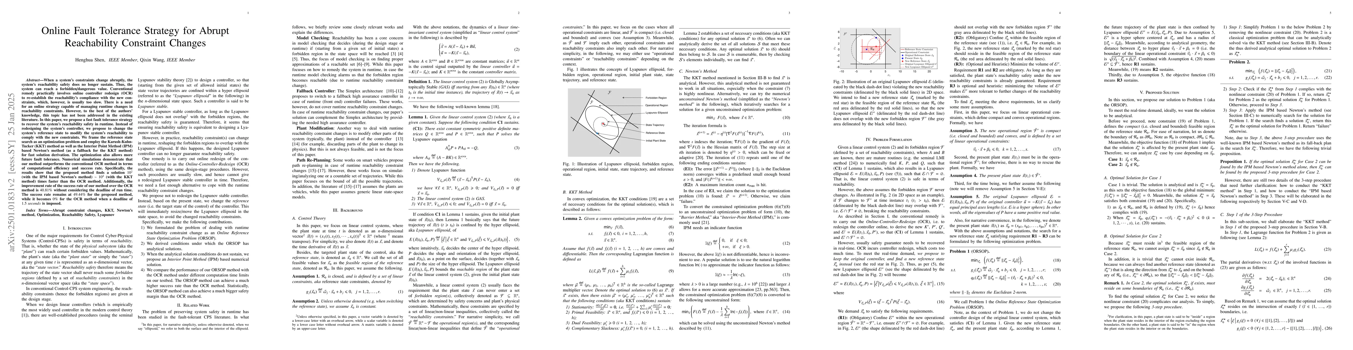 Thumbnail for Online Fault Tolerance Strategy for Abrupt Reachability Constraint
  Changes