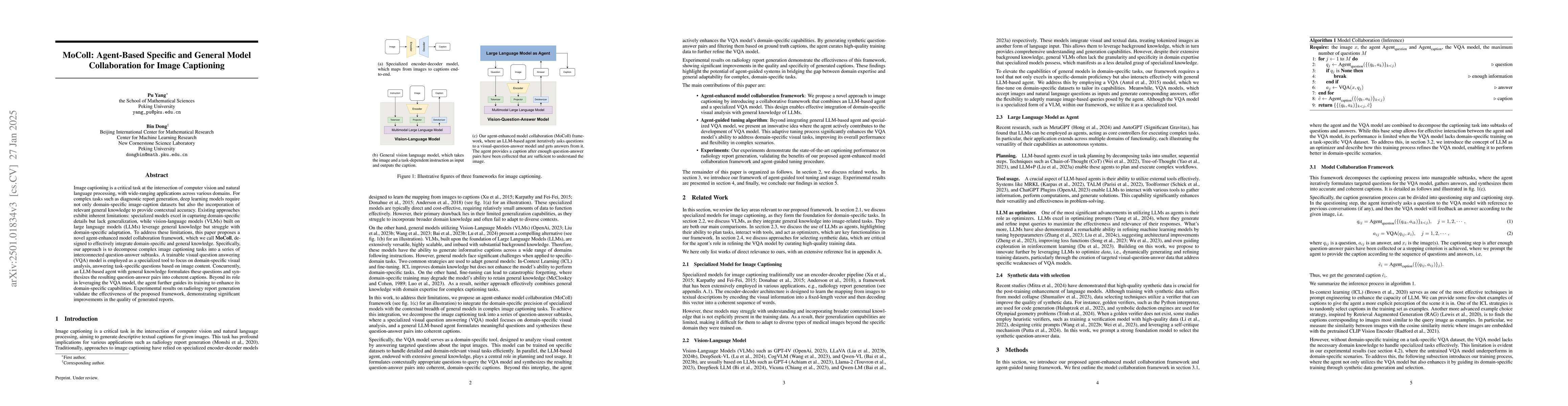 Thumbnail for MoColl: Agent-Based Specific and General Model Collaboration for Image
  Captioning