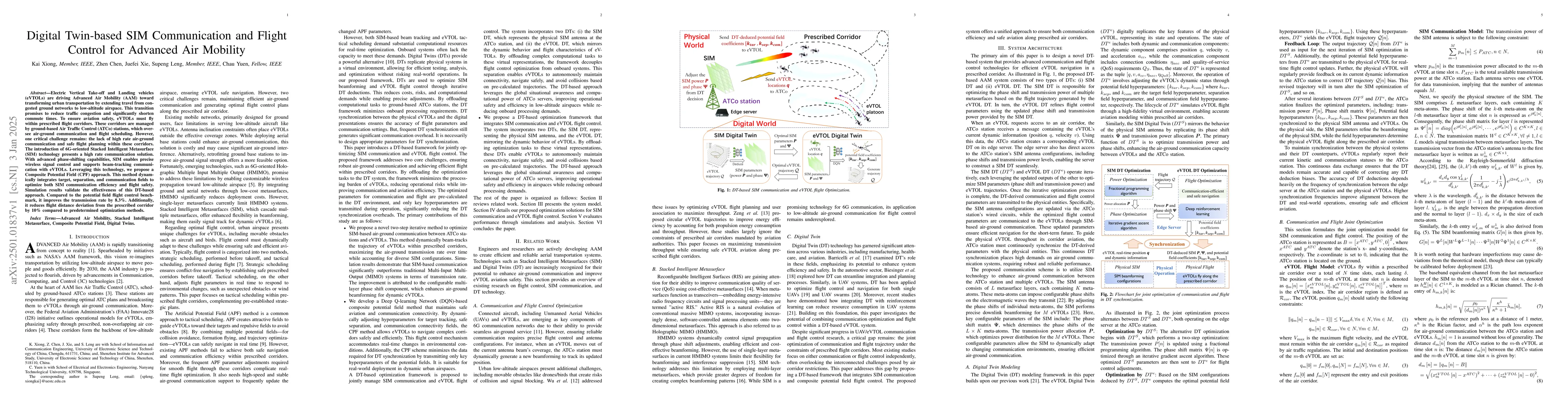 Thumbnail for Digital Twin-based SIM Communication and Flight Control for Advanced Air
  Mobility